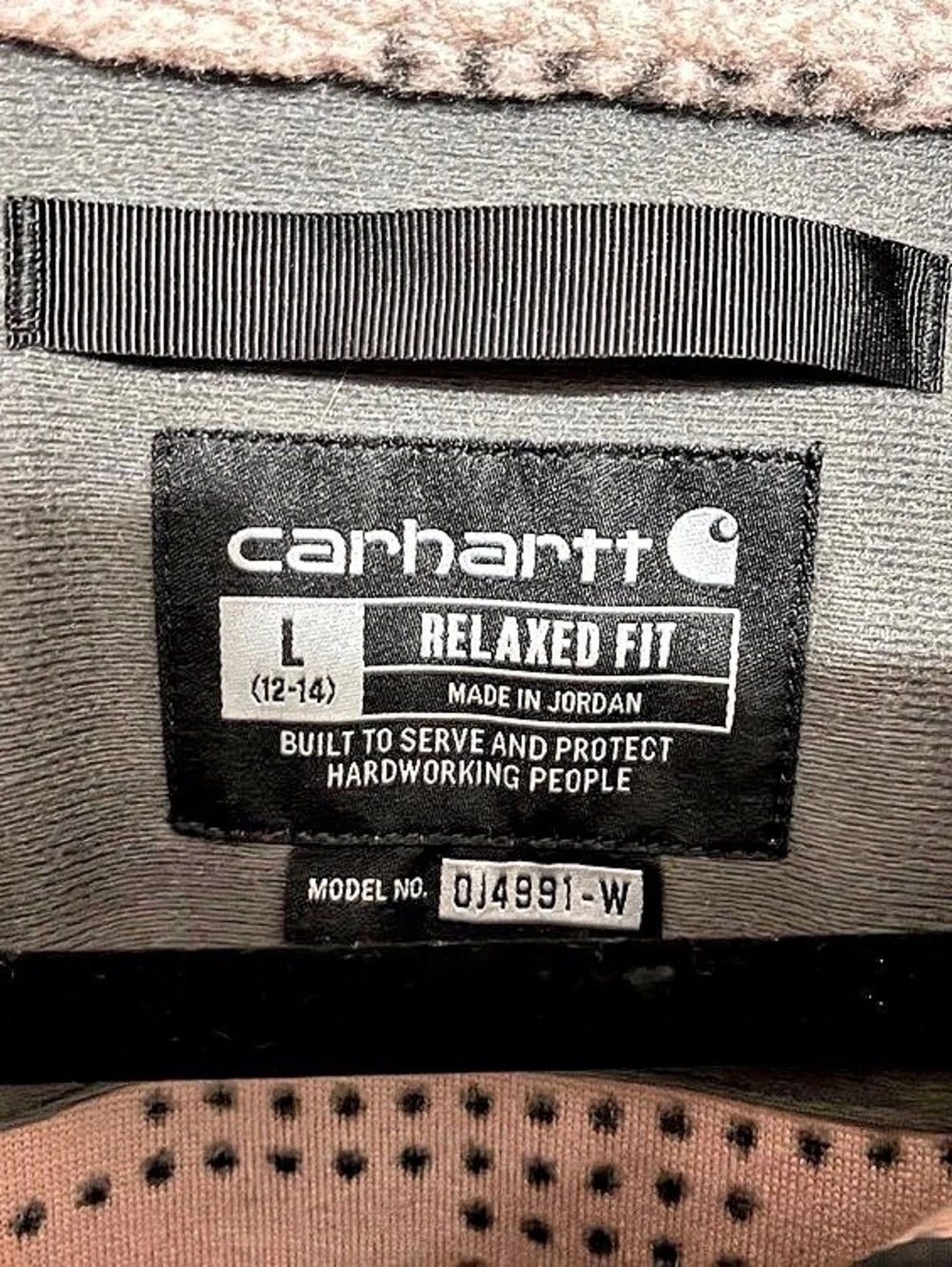 Carhartt Women’s L Relaxed Fit Sherpa Fleece Pullover Malt Geo Aztec - Picture 4 of 4